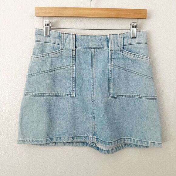 BDG x URBAN OUTFITTERS | A-Line Utility Denim Skirt Light Wash | Size Large - Picture 2 of 7